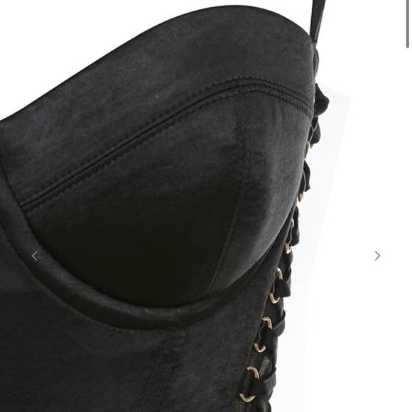 House of CB Angelina Black Satin Lace Up Corset Dress - Picture 11 of 16